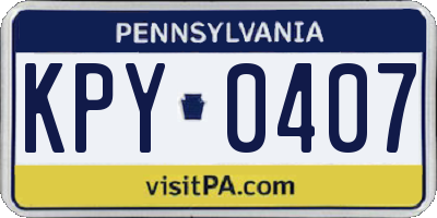 PA license plate KPY0407