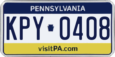 PA license plate KPY0408