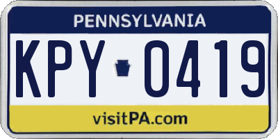 PA license plate KPY0419