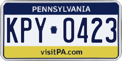 PA license plate KPY0423