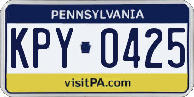 PA license plate KPY0425