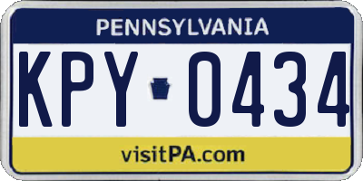 PA license plate KPY0434