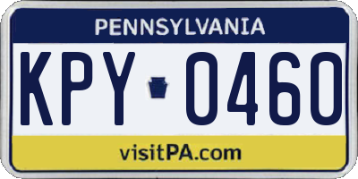 PA license plate KPY0460