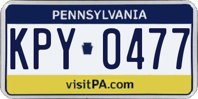 PA license plate KPY0477