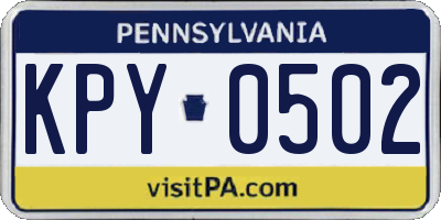PA license plate KPY0502