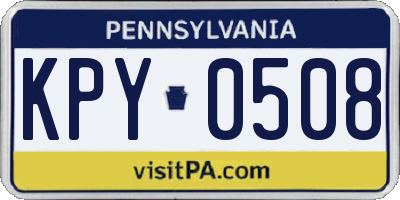 PA license plate KPY0508