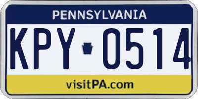 PA license plate KPY0514