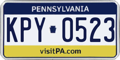 PA license plate KPY0523