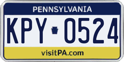 PA license plate KPY0524