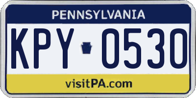 PA license plate KPY0530