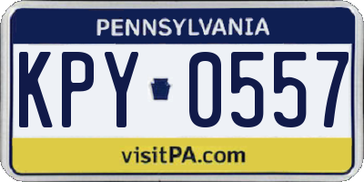 PA license plate KPY0557