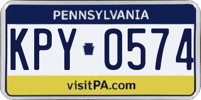 PA license plate KPY0574