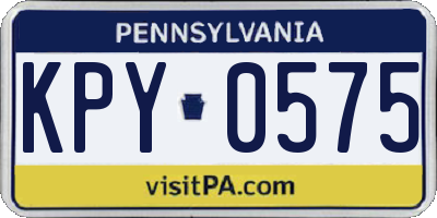 PA license plate KPY0575