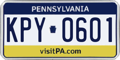 PA license plate KPY0601