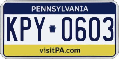 PA license plate KPY0603