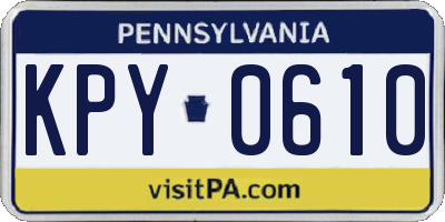 PA license plate KPY0610