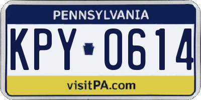 PA license plate KPY0614