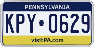 PA license plate KPY0629
