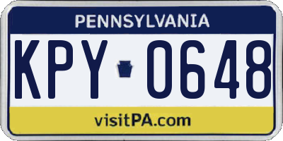 PA license plate KPY0648