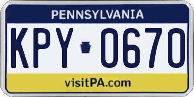 PA license plate KPY0670