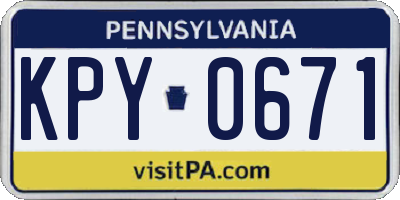 PA license plate KPY0671