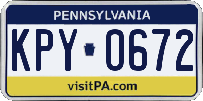 PA license plate KPY0672