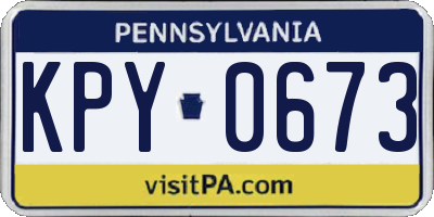 PA license plate KPY0673