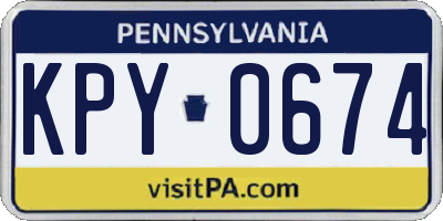 PA license plate KPY0674