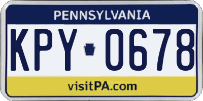 PA license plate KPY0678