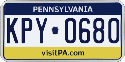 PA license plate KPY0680
