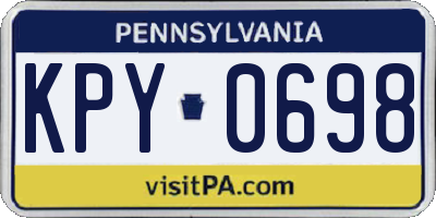 PA license plate KPY0698