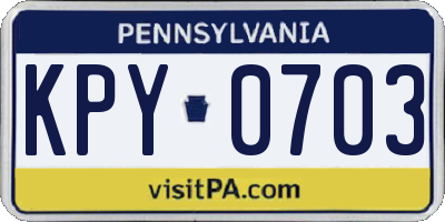 PA license plate KPY0703