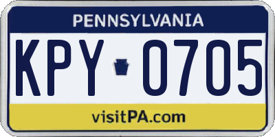 PA license plate KPY0705