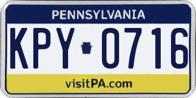 PA license plate KPY0716