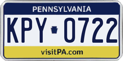 PA license plate KPY0722