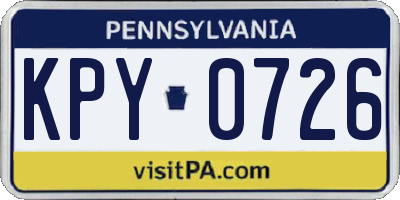 PA license plate KPY0726
