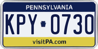 PA license plate KPY0730