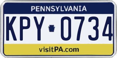 PA license plate KPY0734