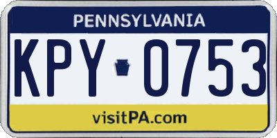 PA license plate KPY0753