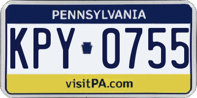 PA license plate KPY0755