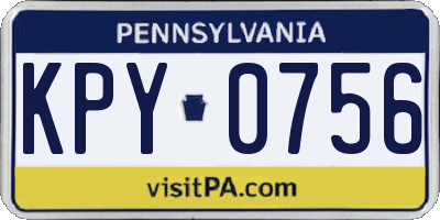 PA license plate KPY0756