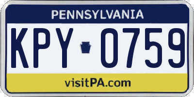 PA license plate KPY0759