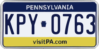 PA license plate KPY0763