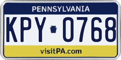 PA license plate KPY0768