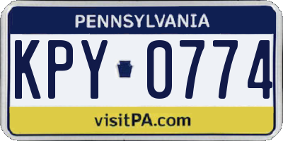 PA license plate KPY0774