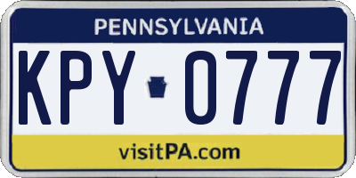 PA license plate KPY0777