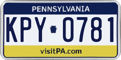 PA license plate KPY0781