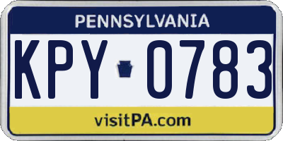 PA license plate KPY0783