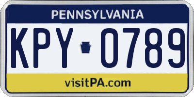 PA license plate KPY0789