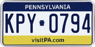 PA license plate KPY0794